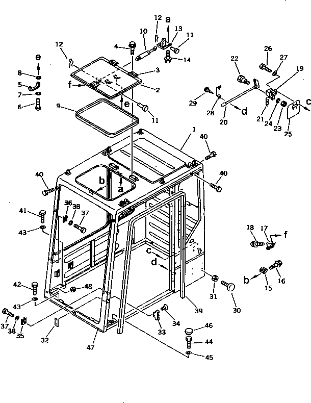 Komatsu parts book diagram for PC200-5 S/N 45001-UP: OPERATOR'S CAB (1/7) (CAB) (FOR K.D.C.)