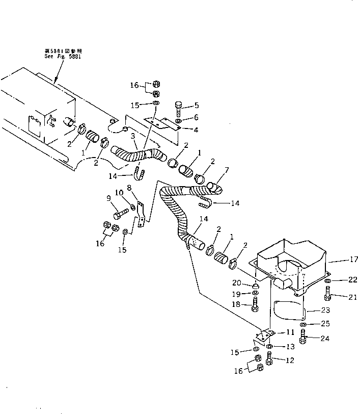 Komatsu parts book diagram for PC200-5 S/N 45001-UP: PRE-HEATER (3/3) (COLD WEATHER A SPEC.) (#57469-57492 ?58019-)