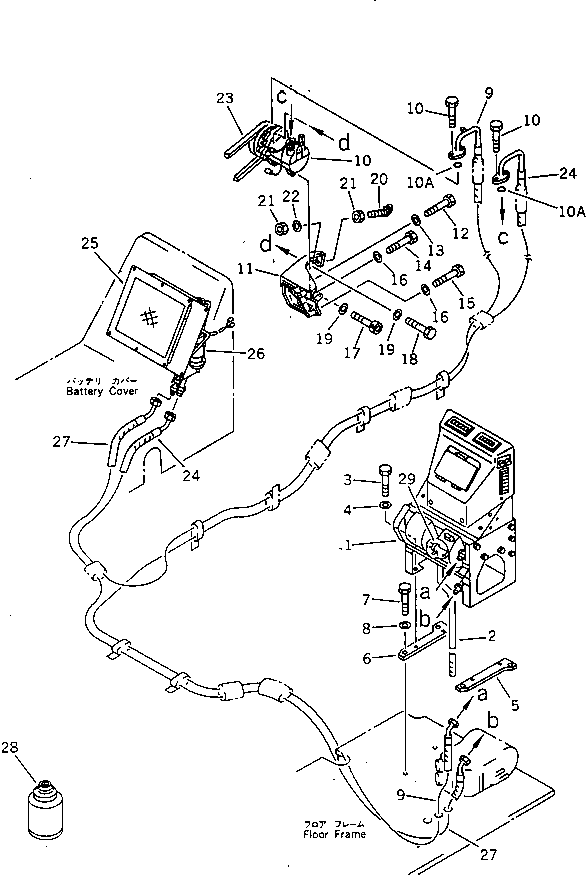 Komatsu parts book diagram for PC200-5 S/N 45001-UP: CAR COOLER PIPING (1/2)(#58019-)
