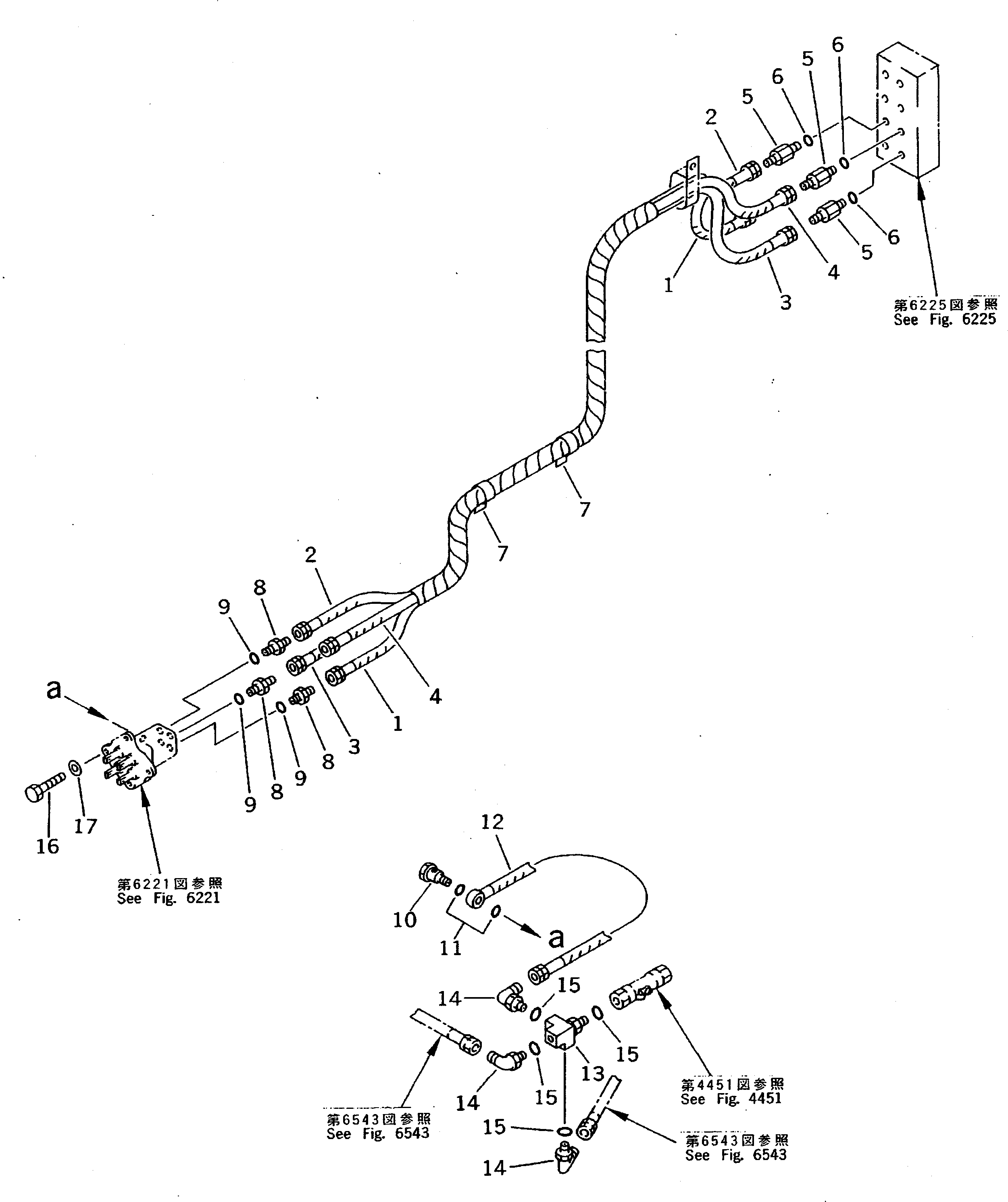 Komatsu parts book diagram for PC200-5 S/N 45001-UP: PPC VALVE PIPING (TRAVEL PPC V. TO SHUTTLE V.) (FOR WRIST CONTROL) (#45001-57468 ?57493-58018)
