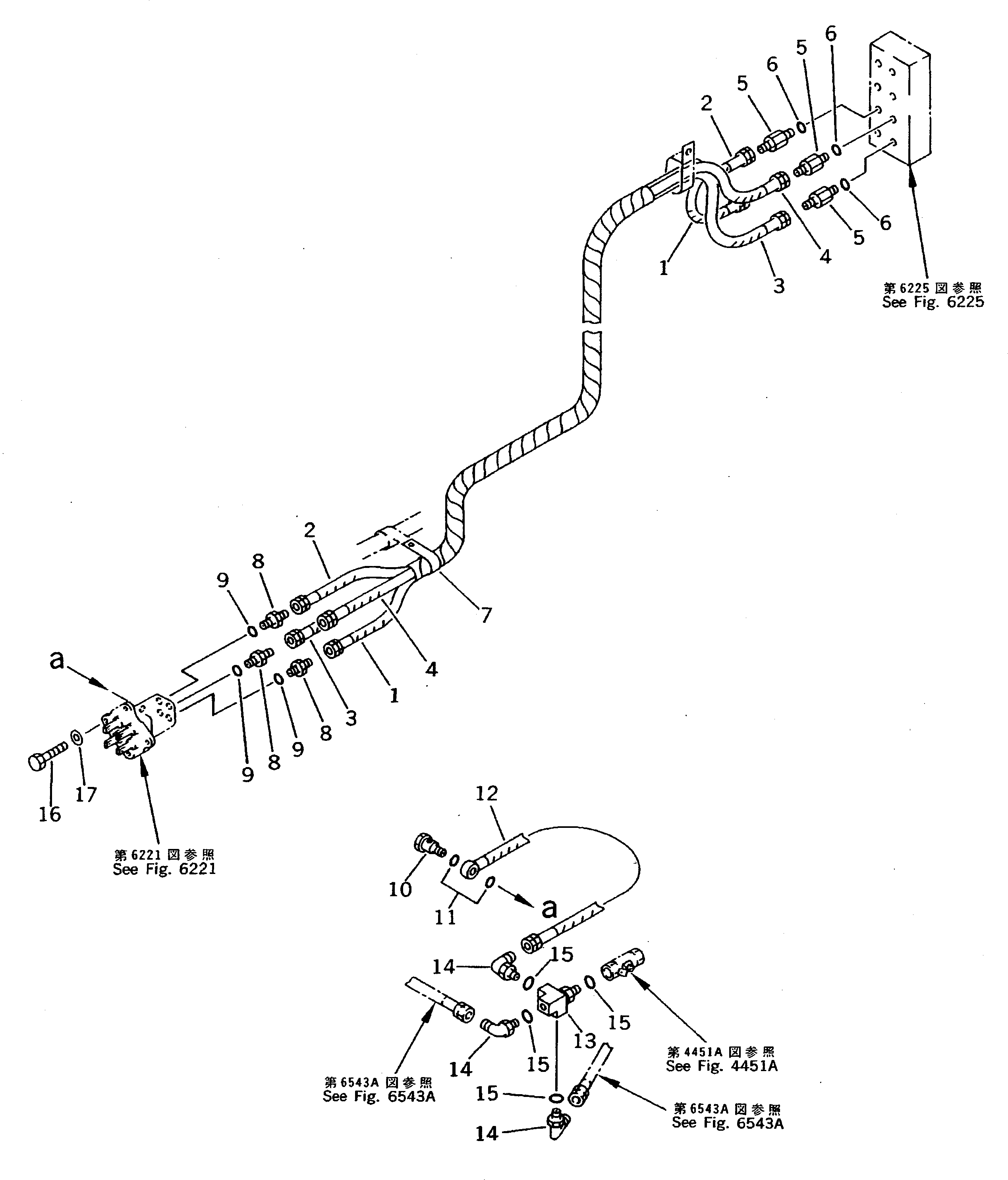 Komatsu parts book diagram for PC200-5 S/N 45001-UP: PPC VALVE PIPING (TRAVEL PPC V. TO SHUTTLE V.) (FOR WRIST CONTROL) (#57469-57492 ?58019-)