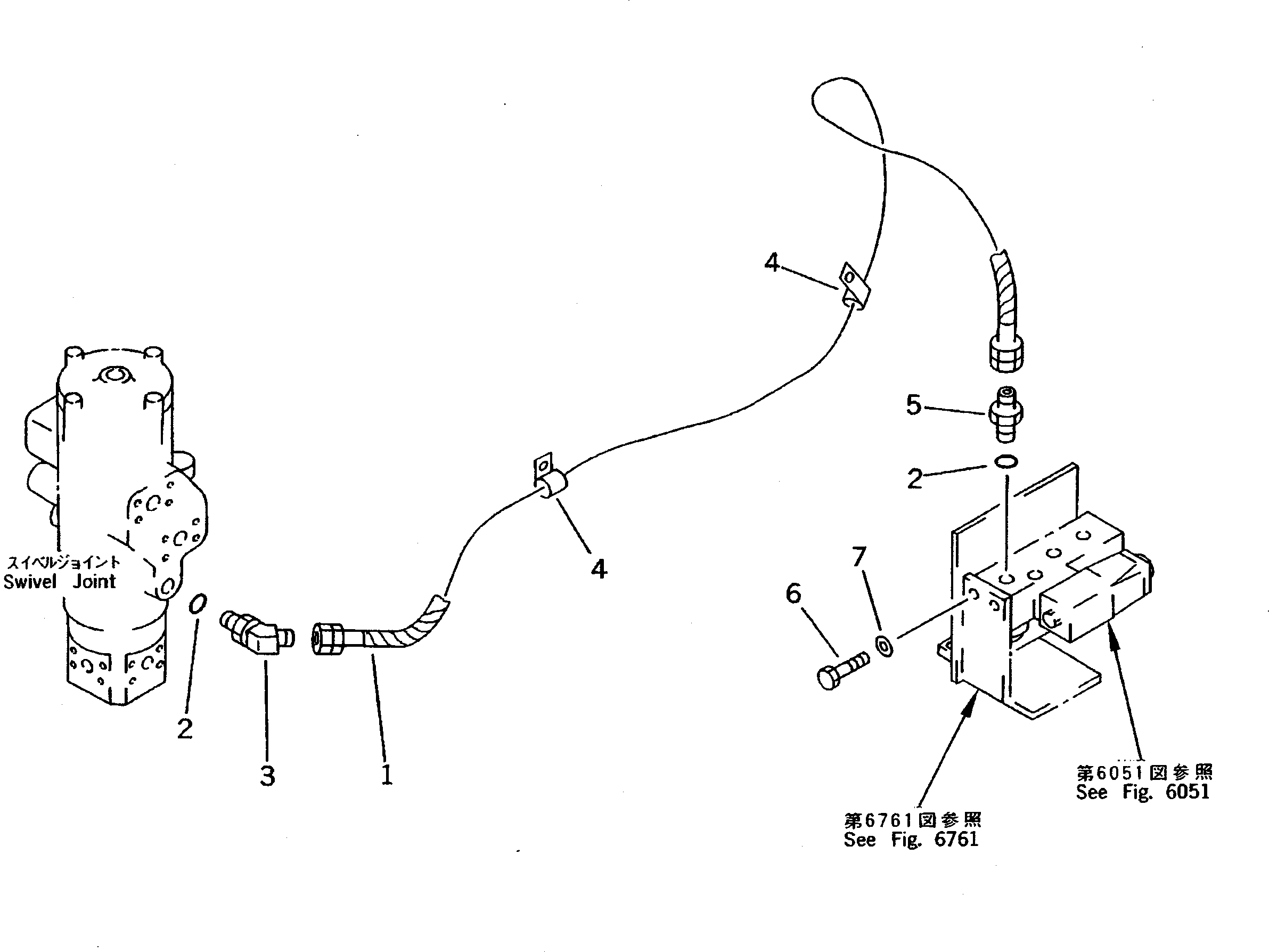 Komatsu parts book diagram for PC200-5 S/N 45001-UP: TRAVEL HIGH-LOW VALVE PIPING (#45001-57468 ?57493-58018)