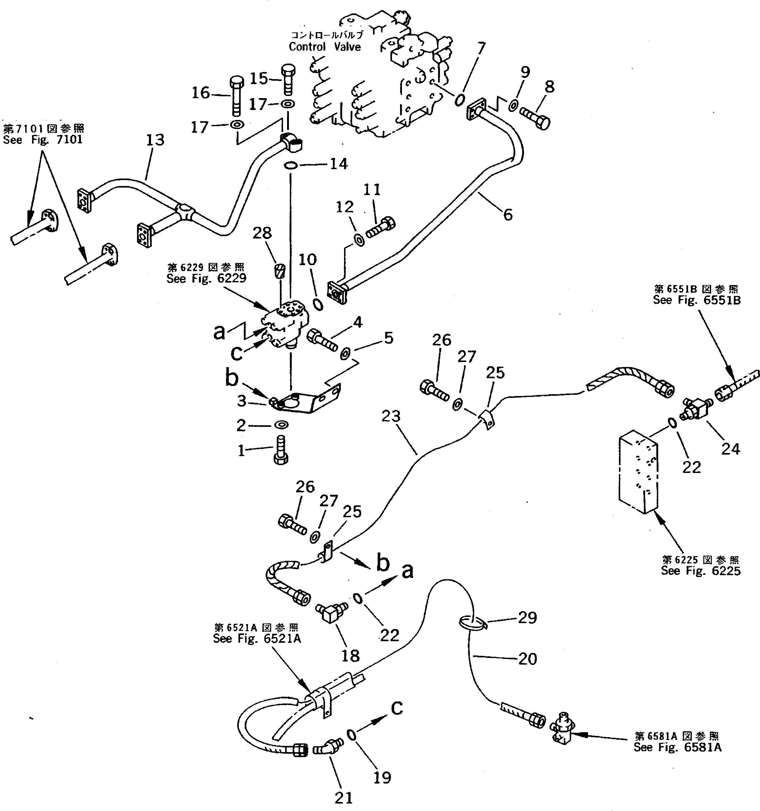 Komatsu parts book diagram for PC200-5 S/N 45001-UP: BOOM DRIFT PREVENTIVE PIPING (#57469-57492 ?58019-)