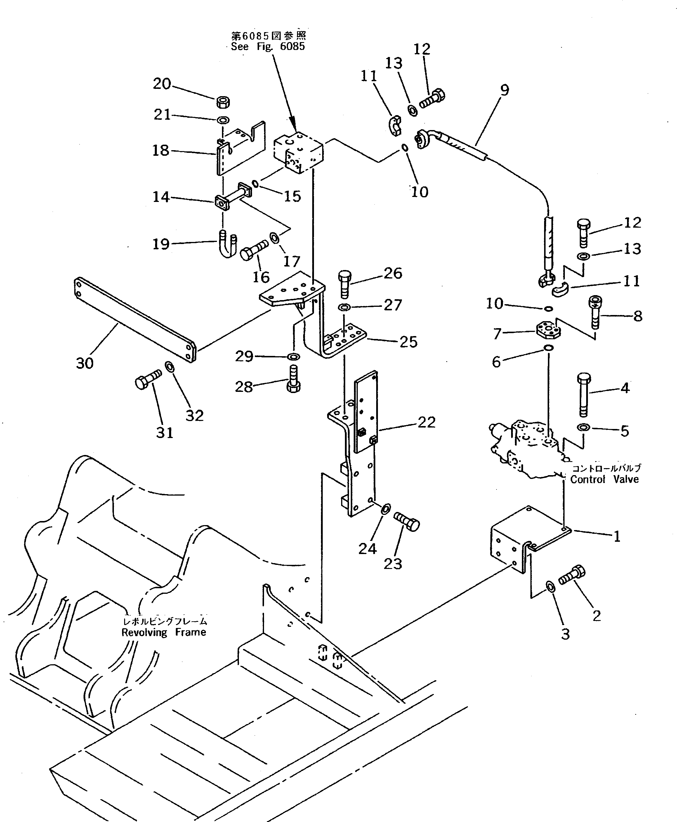 Komatsu parts book diagram for PC200-5 S/N 45001-UP: ADD. PIPING (CHASSIS SIDE) (ADDITIONAL VALVE TOF CROSS V.) (FOR 2 VALVES) (#45001-57468 ?57493-58018)