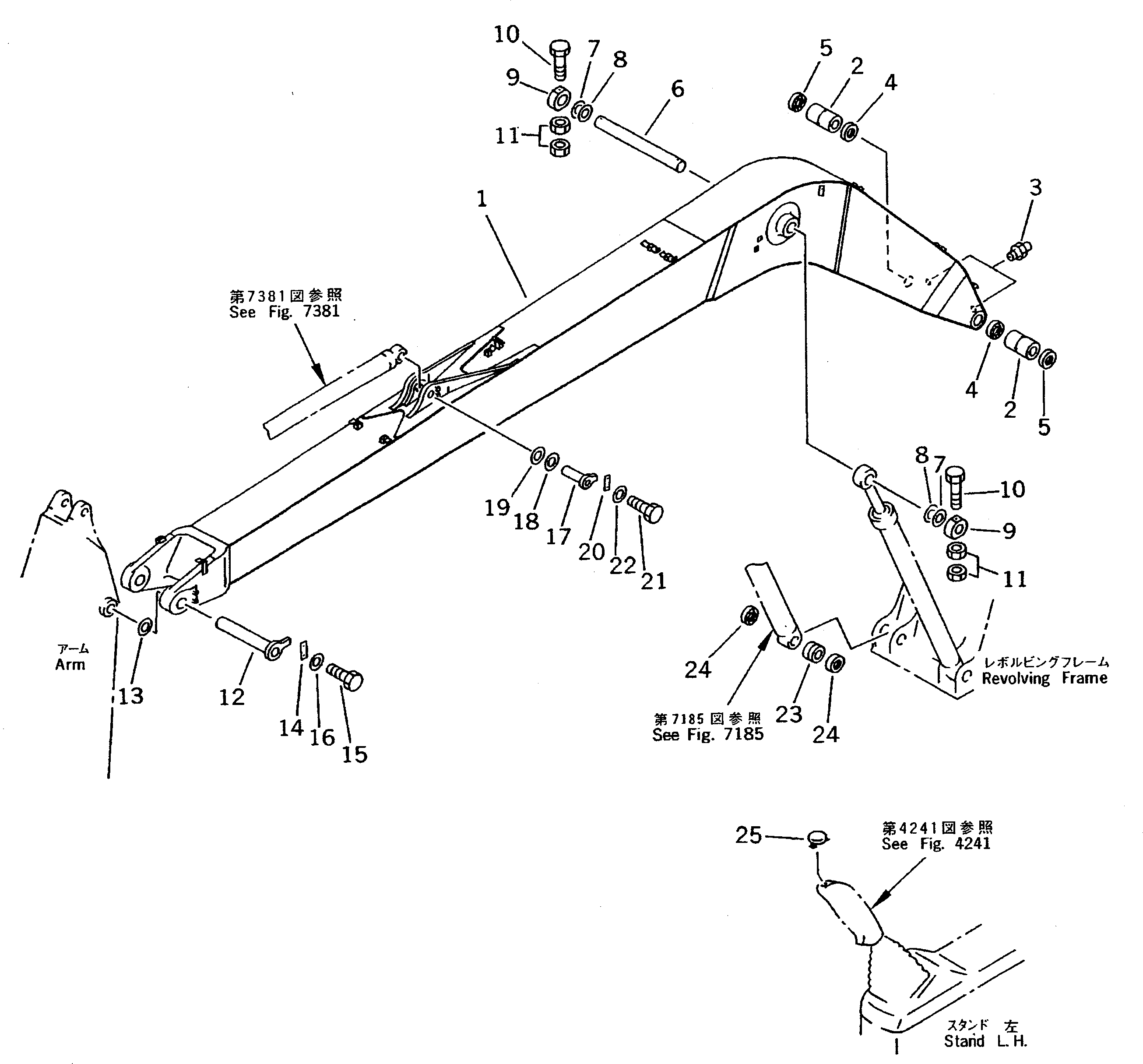 Komatsu parts book diagram for PC200-5 S/N 45001-UP: BOOM (FOR 50 FEET LONG FRONT)