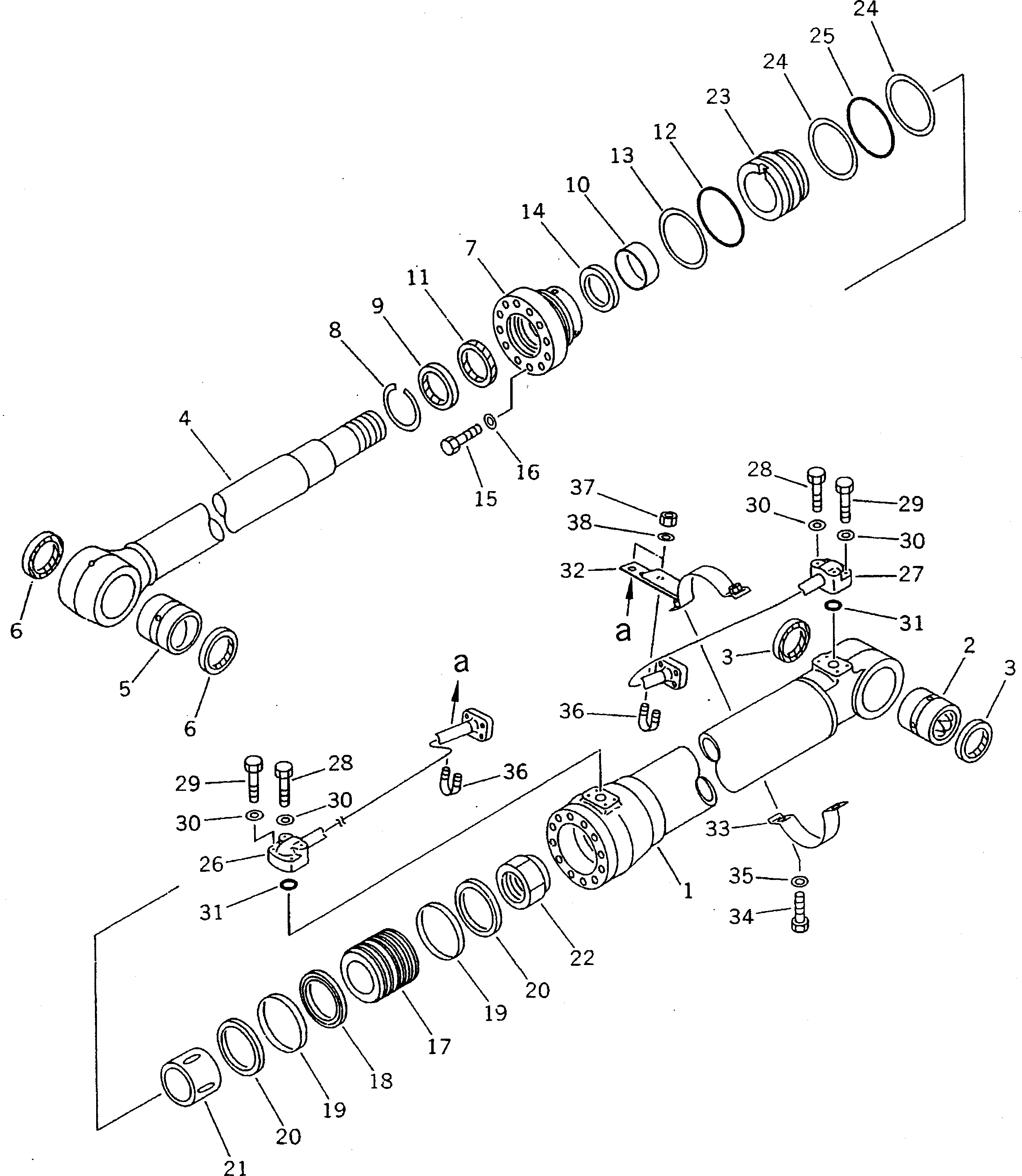 Komatsu parts book diagram for PC200-5 S/N 45001-UP: BOOM CYLINDER