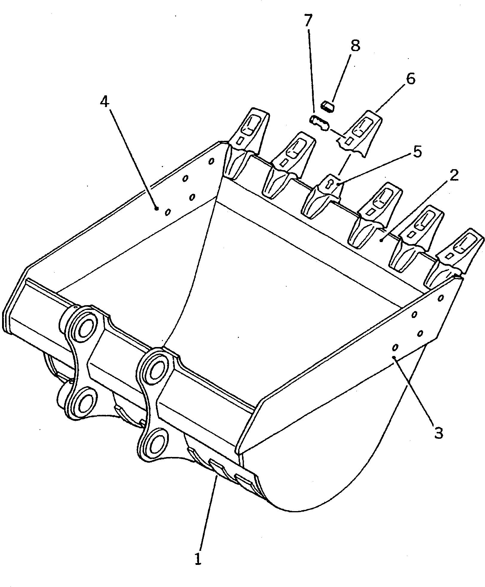 Komatsu parts book diagram for PC200-5 S/N 45001-UP: BUCKET 0.9M3 ? 1330MM (VERTICAL PIN TYPE)(#45001-69157)