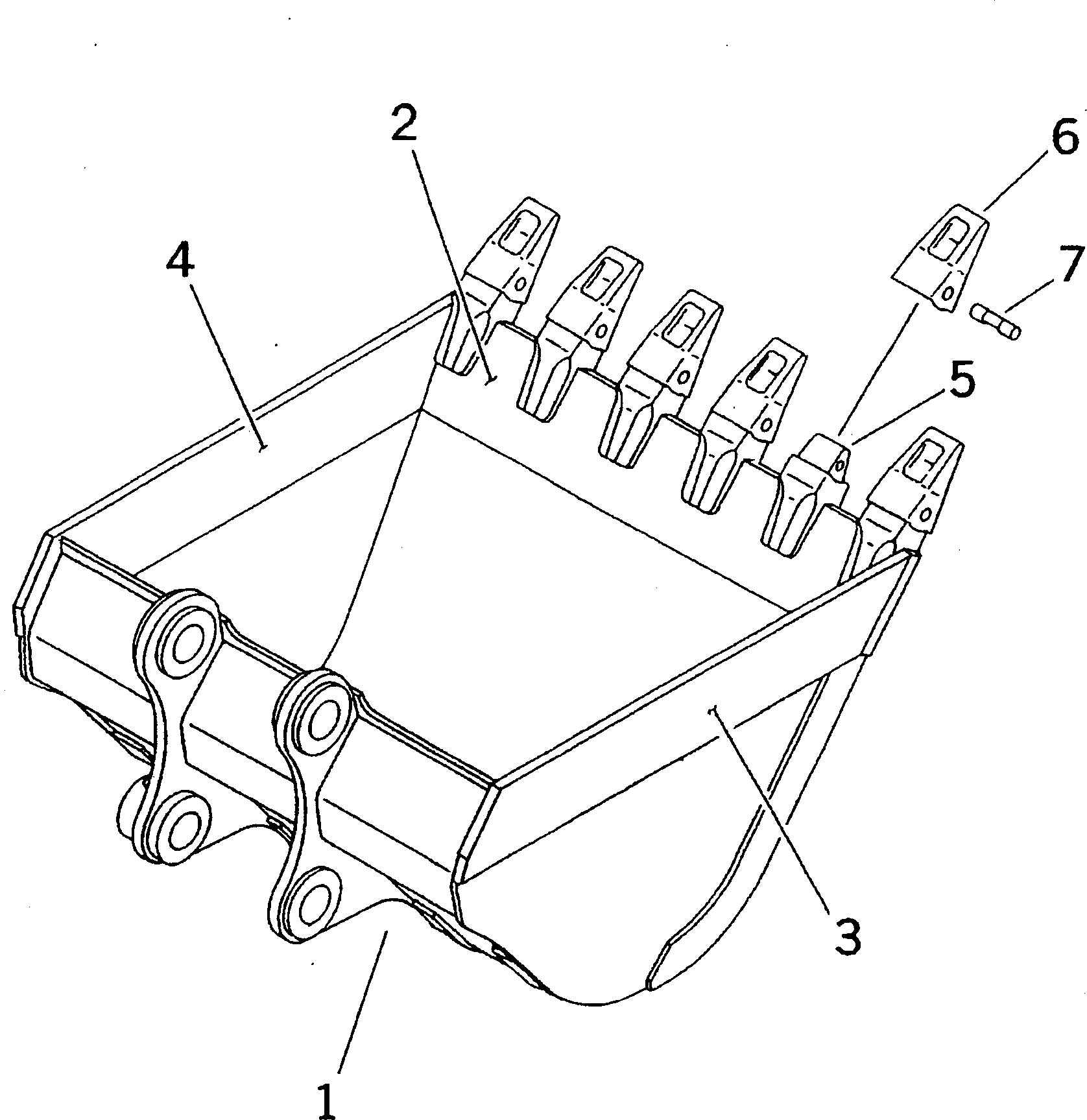 Komatsu parts book diagram for PC200-5 S/N 45001-UP: BUCKET 1.0M3 ? 1450MM (HORIZONTAL PIN TYPE)(#69158-)