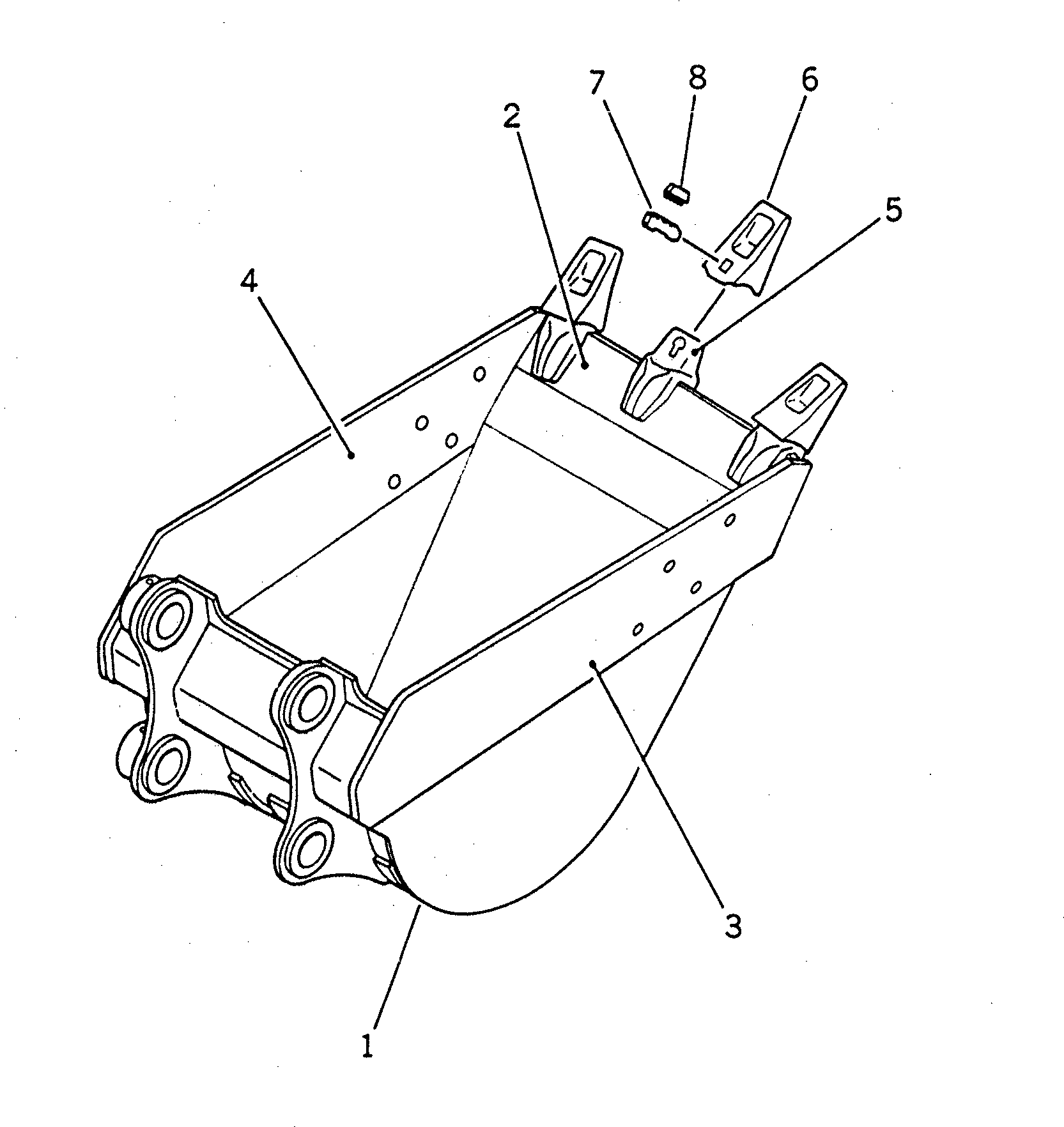 Komatsu parts book diagram for PC200-5 S/N 45001-UP: BUCKET 0.45M3 ? 750MM (VERTICAL PIN TYPE)