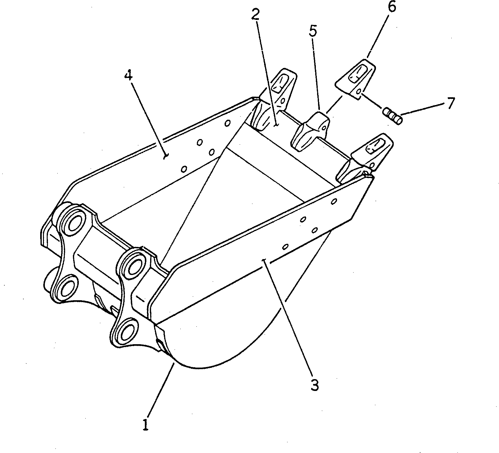 Komatsu parts book diagram for PC200-5 S/N 45001-UP: BUCKET 0.45M3 ? 750MM (HORIZONTAL PIN TYPE)