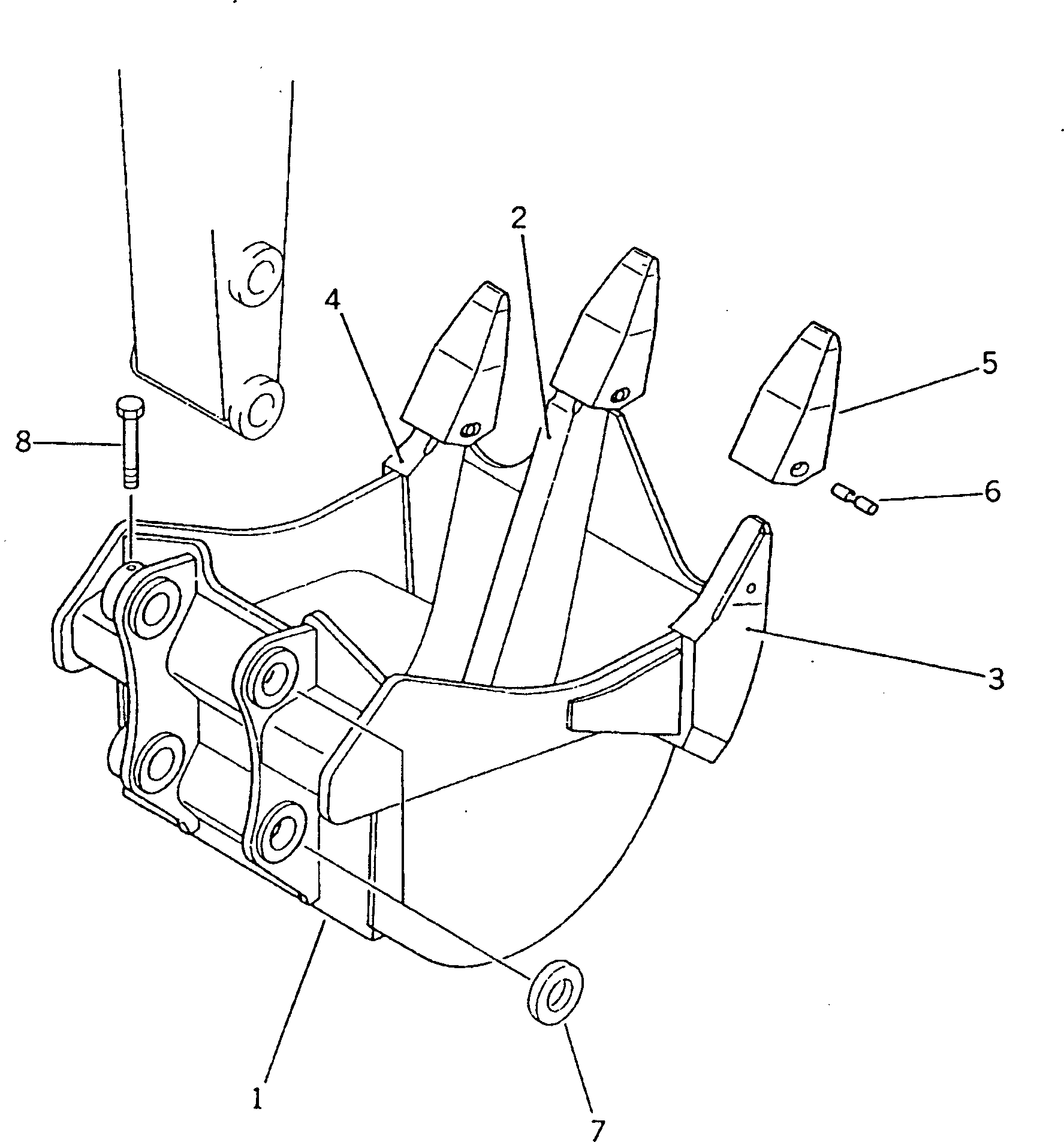 Komatsu parts book diagram for PC200-5 S/N 45001-UP: RIPPER BUCKET ? 0.56M3 ? 950MM