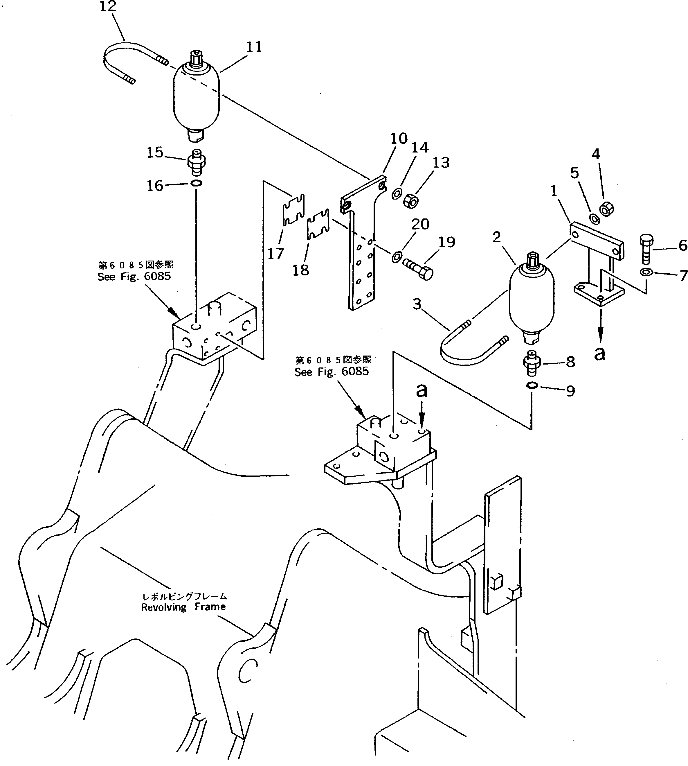 Komatsu parts book diagram for PC200-5 S/N 45001-UP: ADDITIONAL PIPING (NIPPON PNEUMATIC BREAKER) (1/2) (#45001-57468 ?57493-58018)