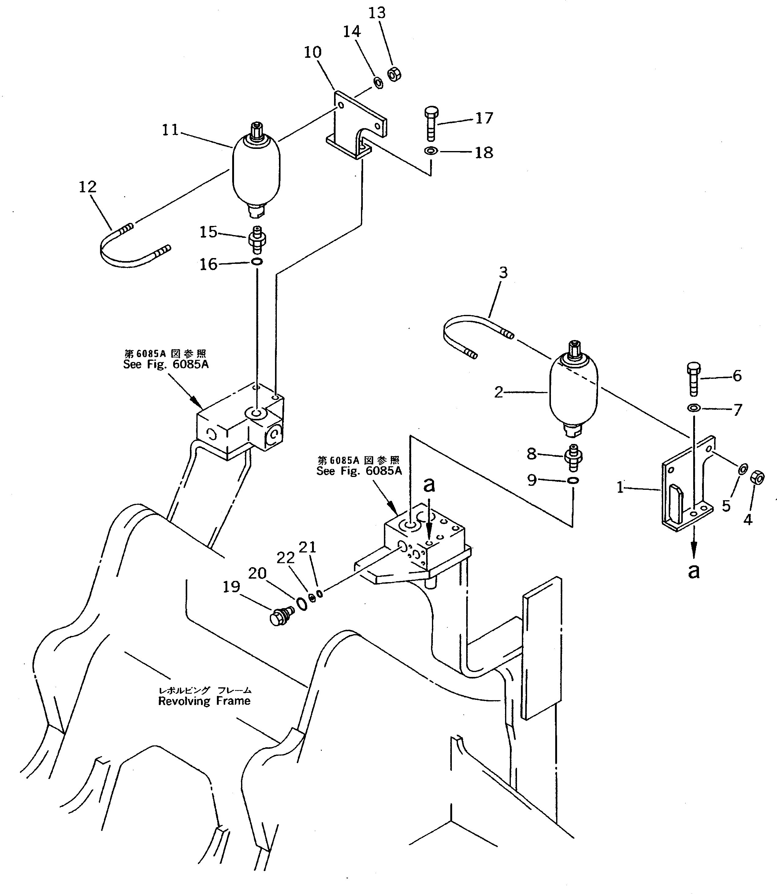 Komatsu parts book diagram for PC200-5 S/N 45001-UP: ADDITIONAL PIPING (NIPPON PNEUMATIC BREAKER) (1/2) (#57469-57492 ?58019-)
