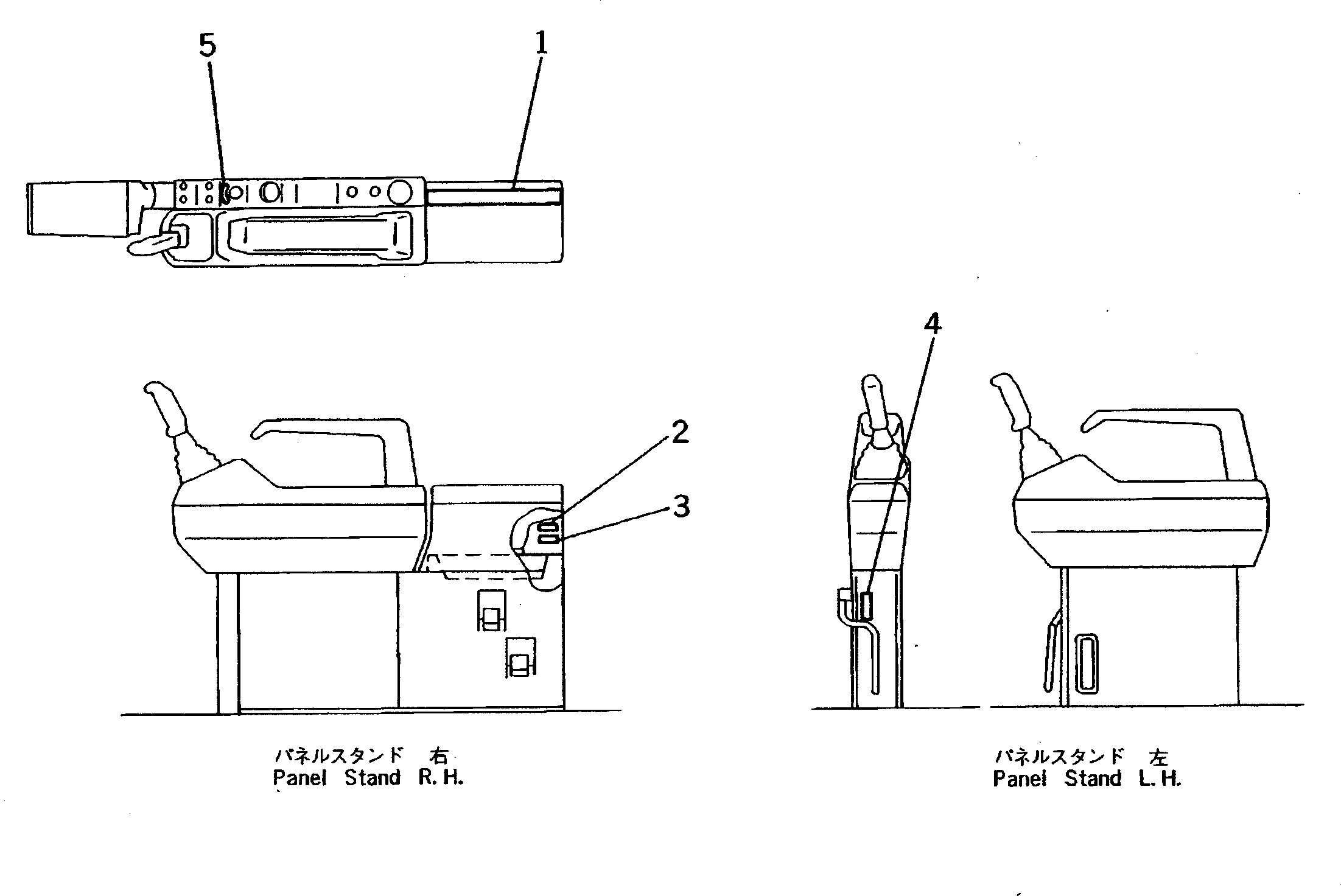 Komatsu parts book diagram for PC200-5 S/N 45001-UP: MARKS AND PLATES (PANEL AND CONTROL STAND) (FOR WRIST CONTROL) (FRENCH)