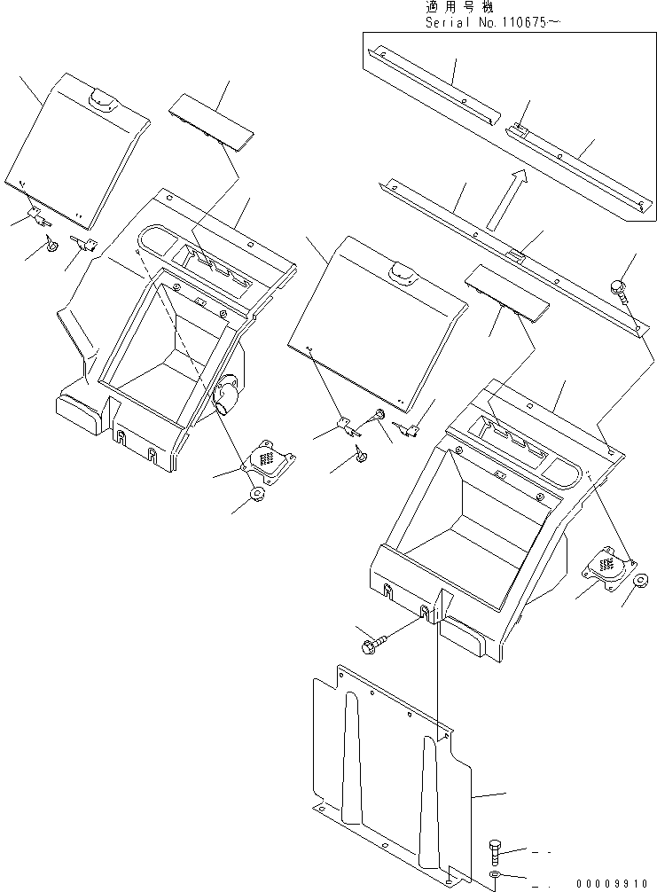 Excavators Komatsu / PC200-6H S/N 80001-UP (Hyper GX Spec.)(pc200-6c) / SEAT REAR COVER (WITHOUT SPEAKER) (WITHOUT AIR CONDITIONER)(210110 : K0180-01A0)