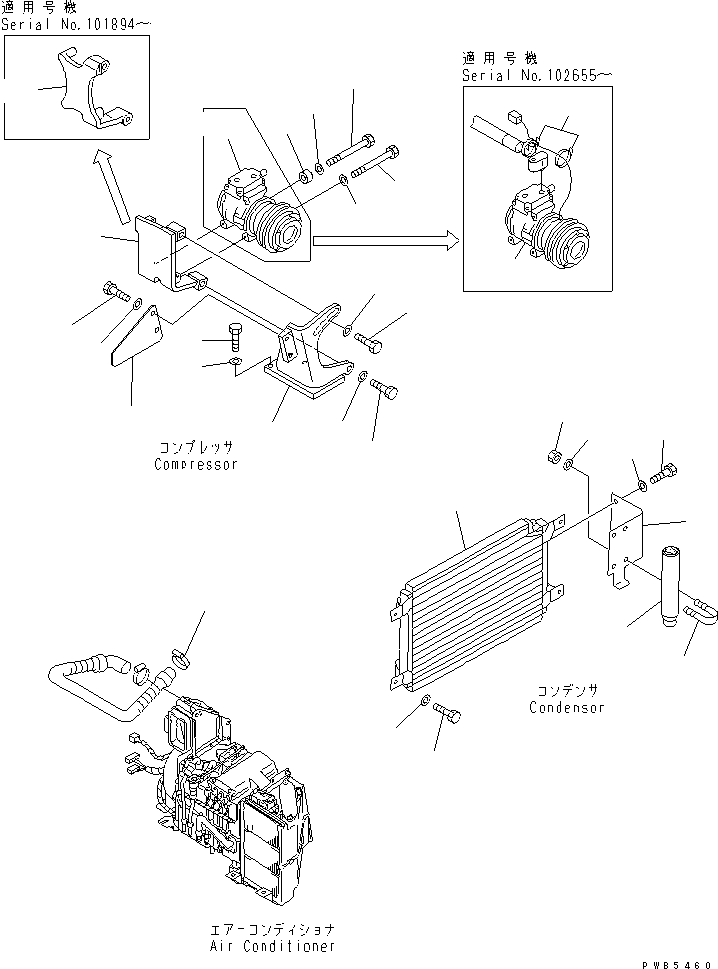 Excavators Komatsu / PC200-6H S/N 80001-UP (Hyper GX Spec.)(pc200-6c) / AIR CONDITIONER (UNIT) (CUMMINS)(#96514-)(210910 : K0700-01A0B)