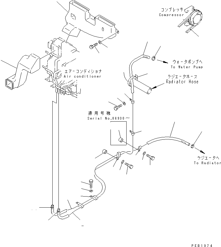 Excavators Komatsu / PC200-6H S/N 80001-UP (Hyper GX Spec.)(pc200-6c) / AIR CONDITIONER (HEATING LINE AND DUCT)(#94999-96513)(211020 : K0700-03A0A)