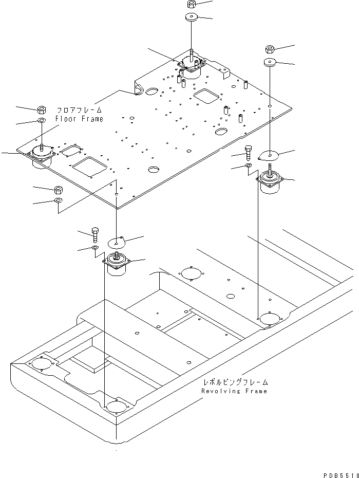 Excavators Komatsu / PC200-6H S/N 80001-UP (Hyper GX Spec.)(pc200-6c) / LOW MOUNT (FLOOR FRAME)(#96514-106005)(211300 : K1120-01A0D)