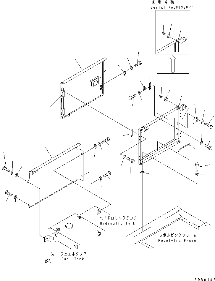 Excavators Komatsu / PC200-6H S/N 80001-UP (Hyper GX Spec.)(pc200-6c) / RIGHT SIDE DOOR (MACHINE CAB)(#94999-96513)(240230 : M1140-01A2A)