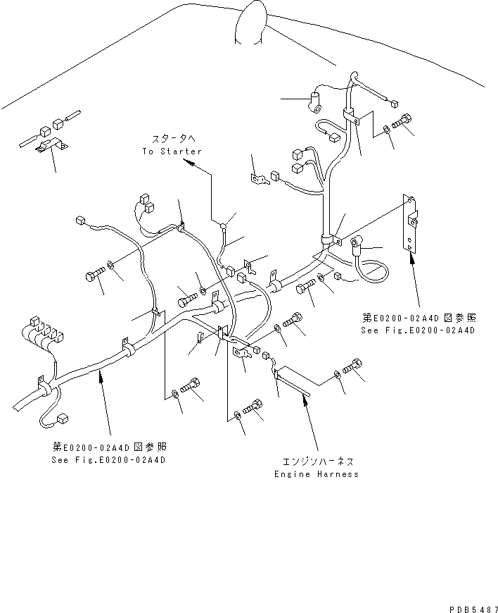 Excavators Komatsu / PC200-6J S/N 80001-UP(pc200-9r) / WIRING (MAIN HARNESS) (CLIP) (AUTO GREASE SUPPLY SYSTEM)(#94999-)(120230 : E0200-03A4B)
