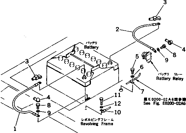 Excavators Komatsu / PC200-6J S/N 80001-UP(pc200-9r) / WIRING (BATTERY CASE) (RADIO CONTROL SPEC.)(#80001-94998)(120280 : E0200-04A6)