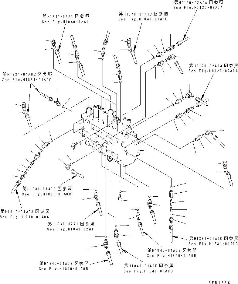 Excavators Komatsu / PC200-6J S/N 80001-UP(pc200-9r) / MAIN VALVE (CONNECTING PARTS) (1 ACTUATOR)(#88000-94998)(150060 : H0120-01A0C)
