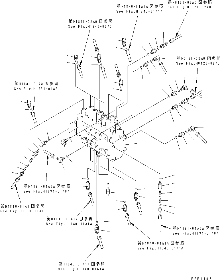 Excavators Komatsu / PC200-6J S/N 80001-UP(pc200-9r) / MAIN VALVE (CONNECTING PARTS)(#84620-86929)(150110 : H0120-01A1A)