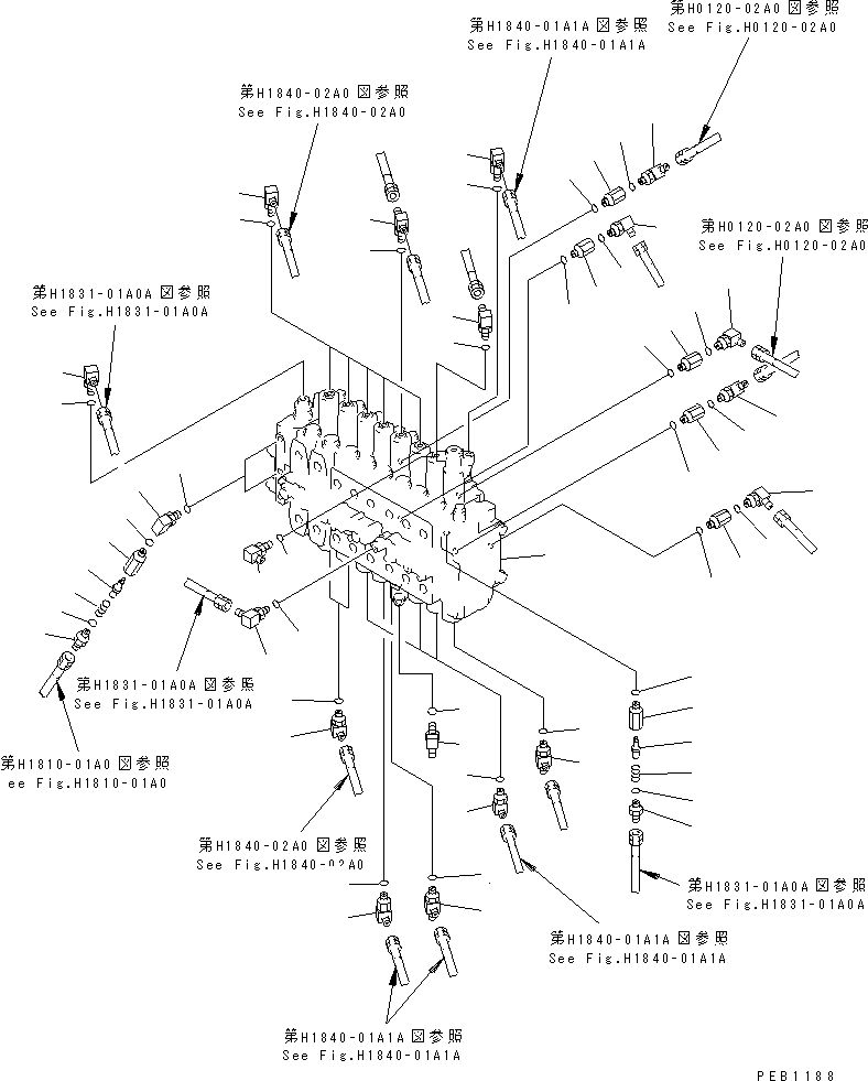 Excavators Komatsu / PC200-6J S/N 80001-UP(pc200-9r) / MAIN VALVE (CONNECTING PARTS) (2 ACTUATOR)(#84620-86929)(150210 : H0120-01A5A)