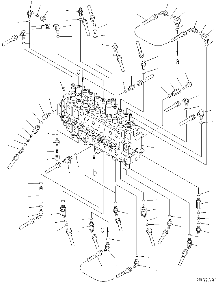 Excavators Komatsu / PC200-6J S/N 80001-UP(pc200-9r) / MAIN VALVE (CONNECTING PARTS) (3 ACTUATOR)(#99472-102228)(150300 : H0120-01A6G)