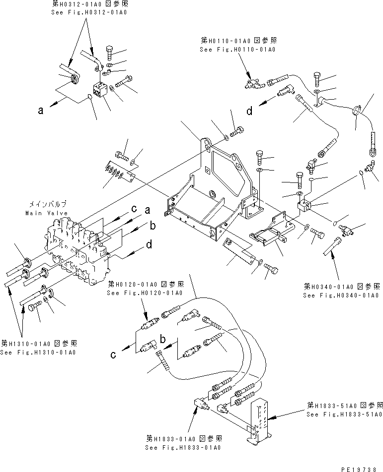 Excavators Komatsu / PC200-6J S/N 80001-UP(pc200-9r) / MAIN VALVE (VALVE BRACKET)(#80001-86929)(150400 : H0120-02A0)