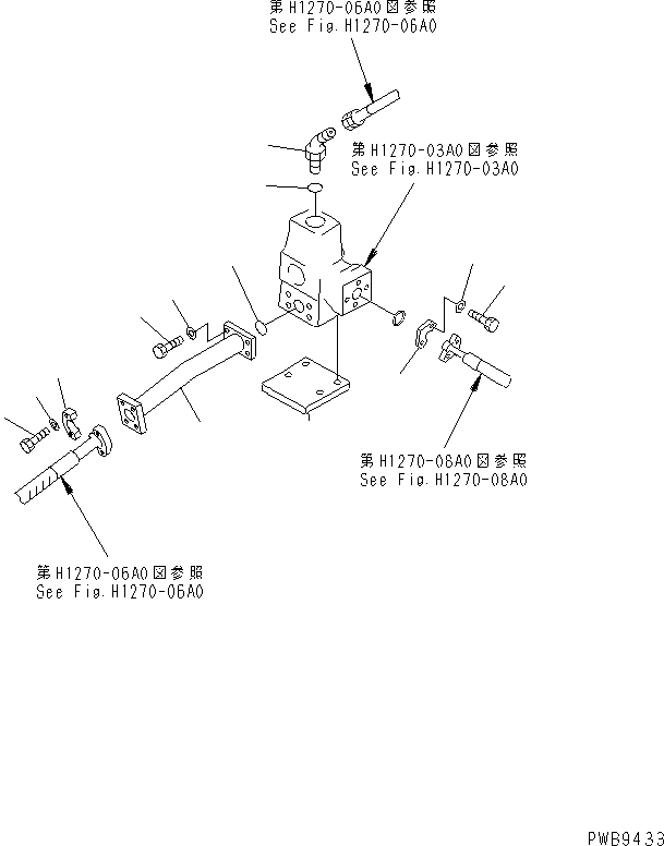 Excavators Komatsu / PC200-6J S/N 80001-UP(pc200-9r) / ATTACHMENT LINE (1 ACTUATOR) (CROSS VALVE ? R.H.)(151210 : H1270-04A0)