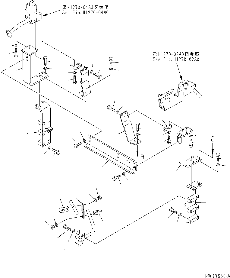 Excavators Komatsu / PC200-6J S/N 80001-UP(pc200-9r) / ATTACHMENT LINE (1 ACTUATOR) (ATTACHMENT LINE BRACKET)(#101715-)(151340 : H1270-07A0)