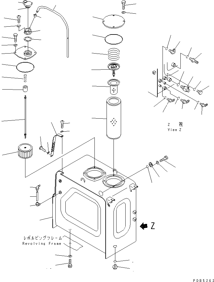 Excavators Komatsu / PC200-6Z S/N 80001-UP(pc200-br) / HYDRAULIC TANK (WITHOUT SENSOR) (DEMOLITION SPEC.)(#94999-98408)(150050 : H0110-01A4)