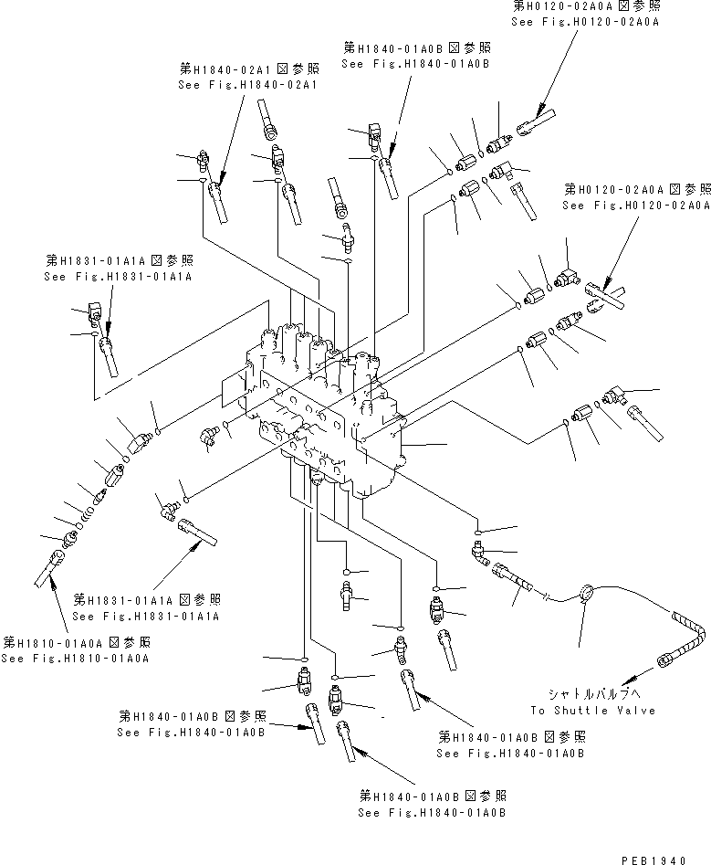 Excavators Komatsu / PC200-6Z S/N 80001-UP(pc200-br) / MAIN VALVE (CONNECTING PARTS)(#86930-94998)(150080 : H0120-01A2B)