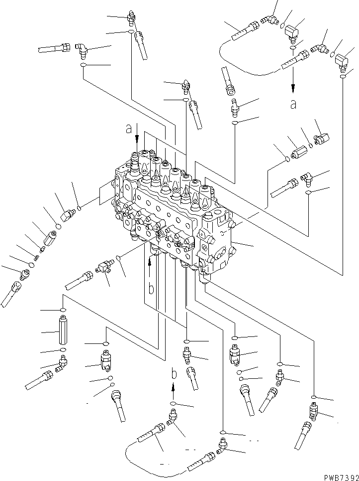 Excavators Komatsu / PC200-6Z S/N 80001-UP(pc200-br) / MAIN VALVE (CONNECTING PARTS) (1 ACTUATOR)(#99472-)(150190 : H0120-01A7F)