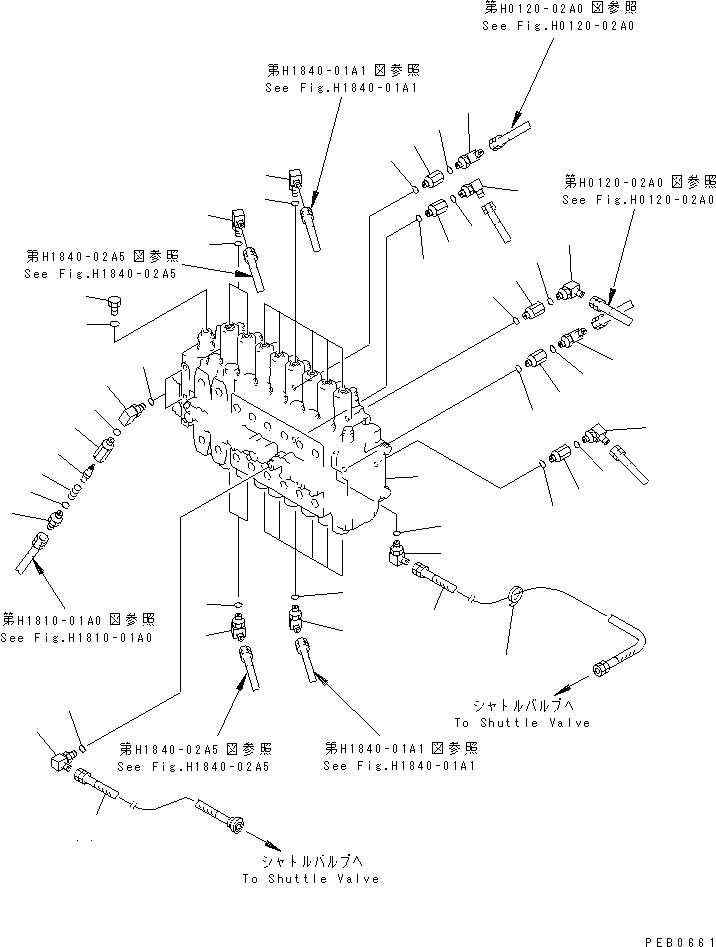 Excavators Komatsu / PC200-6Z S/N 80001-UP(pc200-br) / MAIN VALVE (CONNECTING PARTS) (2 ACTUATOR)(#83952-84619)(150200 : H0120-01A8)