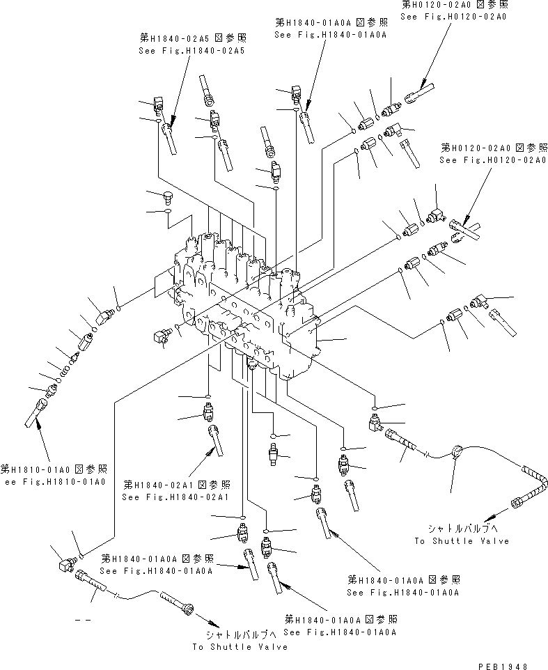 Excavators Komatsu / PC200-6Z S/N 80001-UP(pc200-br) / MAIN VALVE (CONNECTING PARTS) (2 ACTUATOR)(#84620-86929)(150210 : H0120-01A8A)