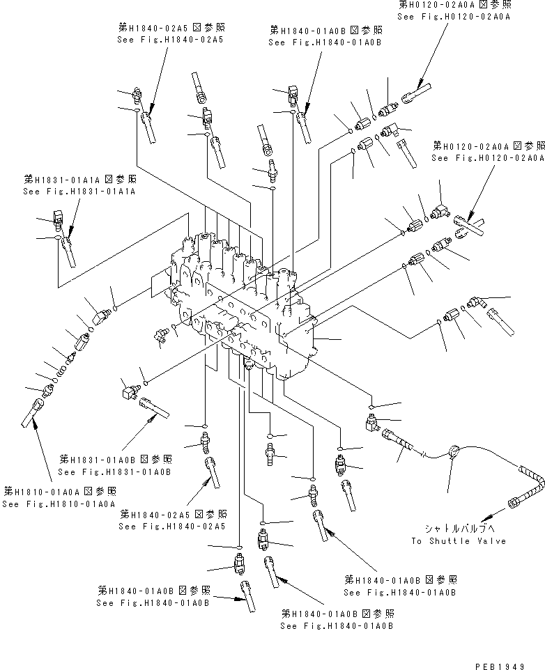Excavators Komatsu / PC200-6Z S/N 80001-UP(pc200-br) / MAIN VALVE (CONNECTING PARTS) (2 ACTUATOR)(#86930-94998)(150220 : H0120-01A8B)