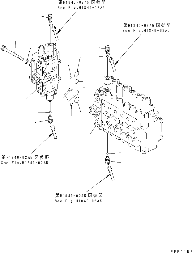 Excavators Komatsu / PC200-6Z S/N 80001-UP(pc200-br) / MAIN VALVE (CONNECTING PARTS) (2 ACTUATOR) (KIT)(#80001-86929)(150250 : H0120-01B0)