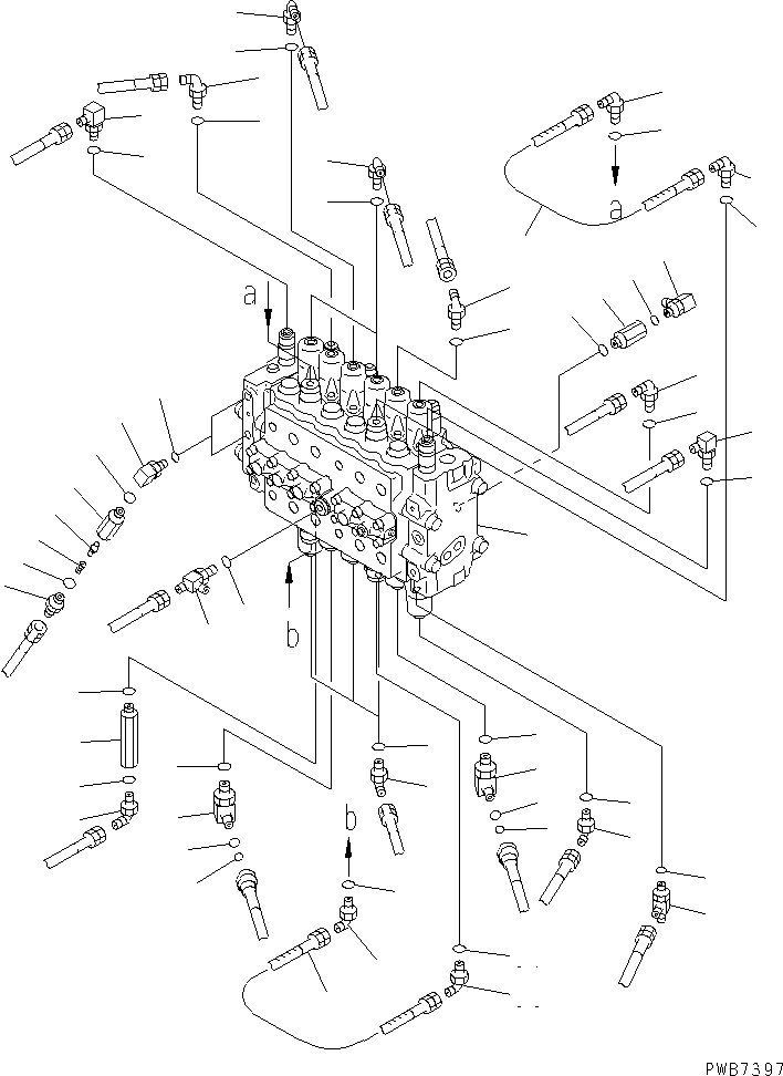 Excavators Komatsu / PC200-6Z S/N 80001-UP(pc200-br) / MAIN VALVE (CONNECTING PARTS) (DRAWBAR PULL UP SPEC.)(#99472-108652)(150330 : H0120-01C3C)