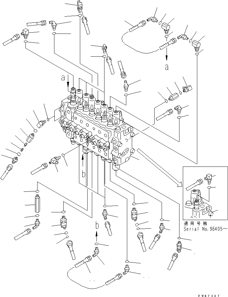Excavators Komatsu / PC200-6Z S/N 80001-UP(pc200-br) / MAIN VALVE (CONNECTING PARTS) (DRAWBAR PULL UP SPEC.) (WITHOUT SAFETY VALVE) (1 ACTUATOR)(#94999-99471)(150360 : H0120-01C6)