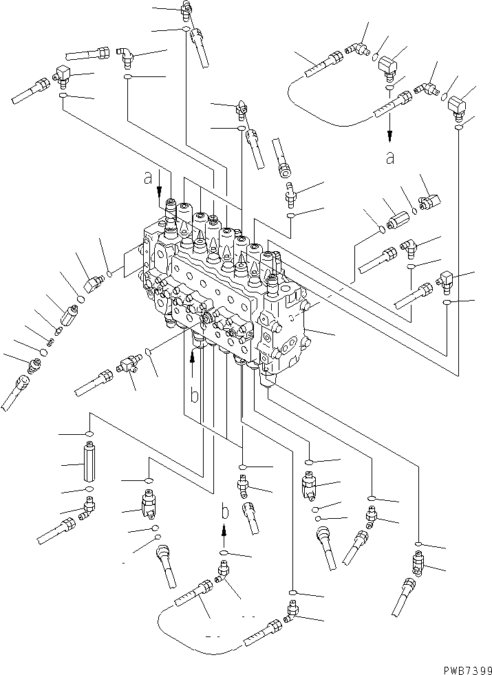 Excavators Komatsu / PC200-6Z S/N 80001-UP(pc200-br) / MAIN VALVE (CONNECTING PARTS) (DRAWBAR PULL UP SPEC.) (WITHOUT SAFETY VALVE) (1 ACTUATOR)(#99472-)(150370 : H0120-01C6A)