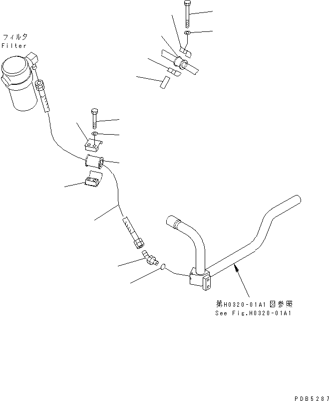 Excavators Komatsu / PC200-6Z S/N 80001-UP(pc200-br) / OIL COOLER LINE (ATTACHMENT RETURN LINE) (KIT)(#96514-100716)(150740 : H0320-01A3A)