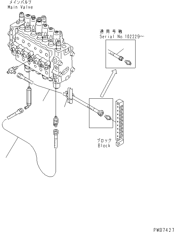 Excavators Komatsu / PC200-6Z S/N 80001-UP(pc200-br) / PPC MAIN LINE (HOSE ? MAIN VALVE PPC)(#99472-)(152200 : H1840-03A0E)