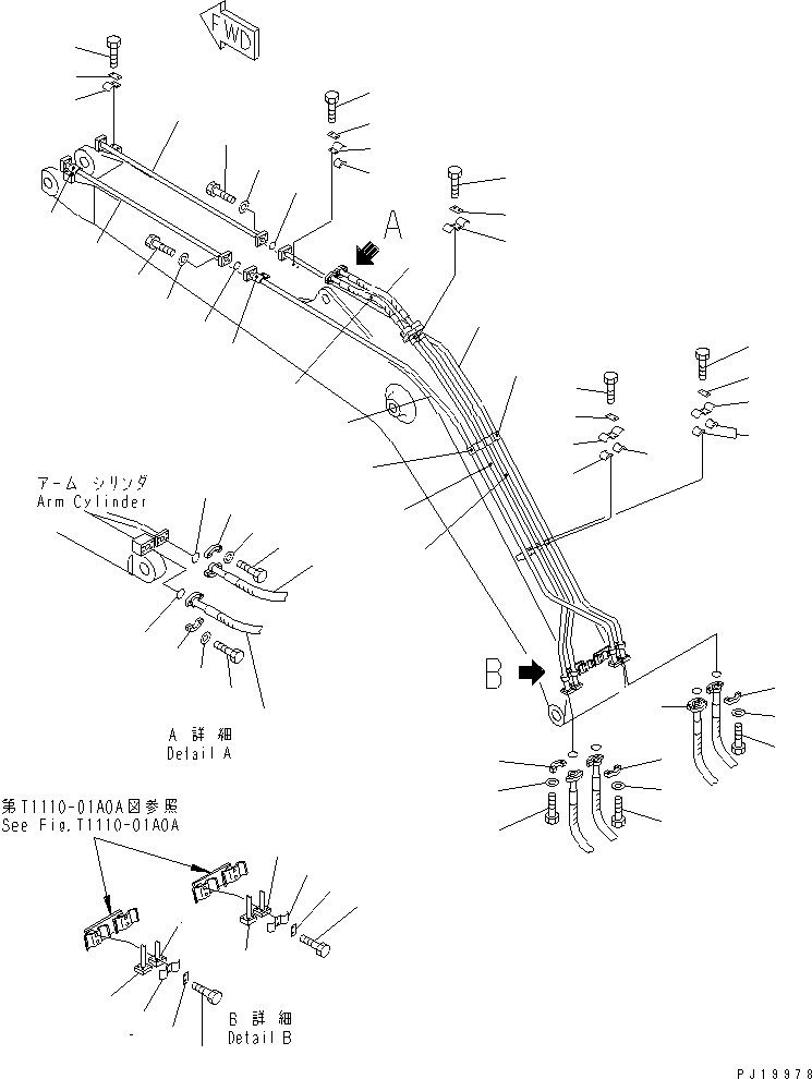 Excavators Komatsu / PC200CA-6 S/N T10001-UP (For Canada / Made in Thailand (KBC))(pc200cac) / BOOM (ARM CYLINDER LINE AND BUCKET CYLINDER LINE)(#C10001-)(360060 : T1110-03A0)