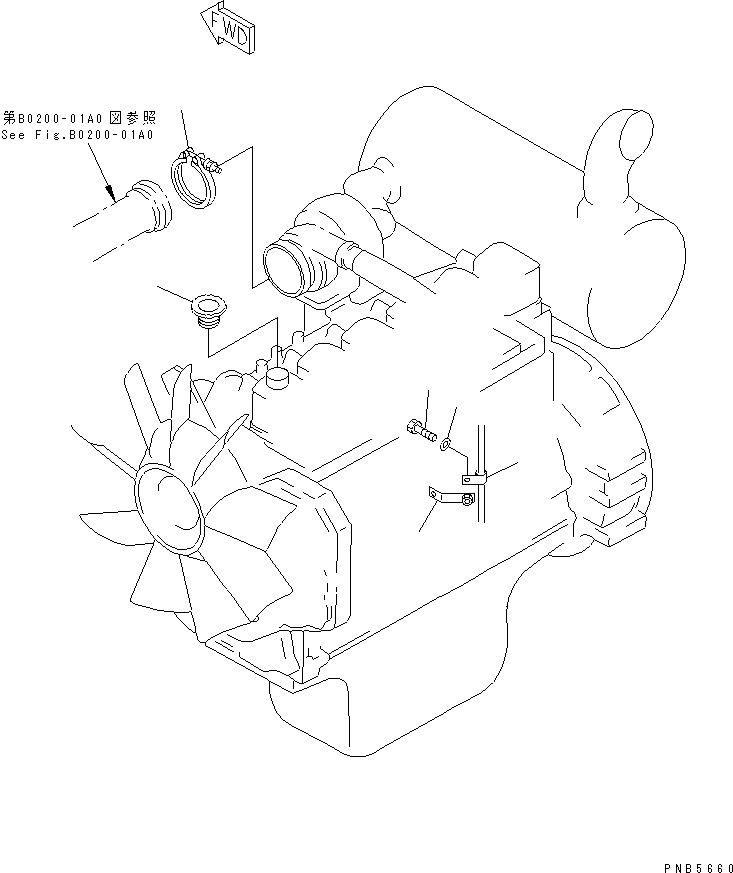 Komatsu parts book diagram for PC200EL-6K S/N K30001-UP: CLAMP (TURBOCHARGER)(#K30001-K31999)