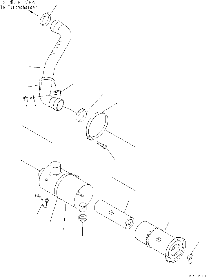 Komatsu parts book diagram for PC200EL-6K S/N K30001-UP: AIR CLEANER CONNECTION (FOR DOUBLE ELEMENT)(#K32001-)
