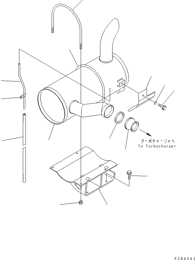 Komatsu parts book diagram for PC200EL-6K S/N K30001-UP: MUFFLER(#K30001-K31999)