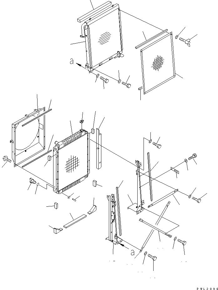 Komatsu parts book diagram for PC200EL-6K S/N K30001-UP: COOLING (RADIATOR) (RIGID TYPE COOLER)(#K32001-)
