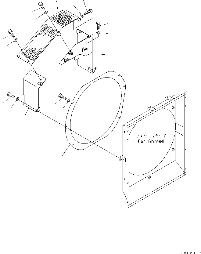 Komatsu parts book diagram for PC200EL-6K S/N K30001-UP: FAN GUARD (WITH AIR CONDITIONER)(#K32001-)